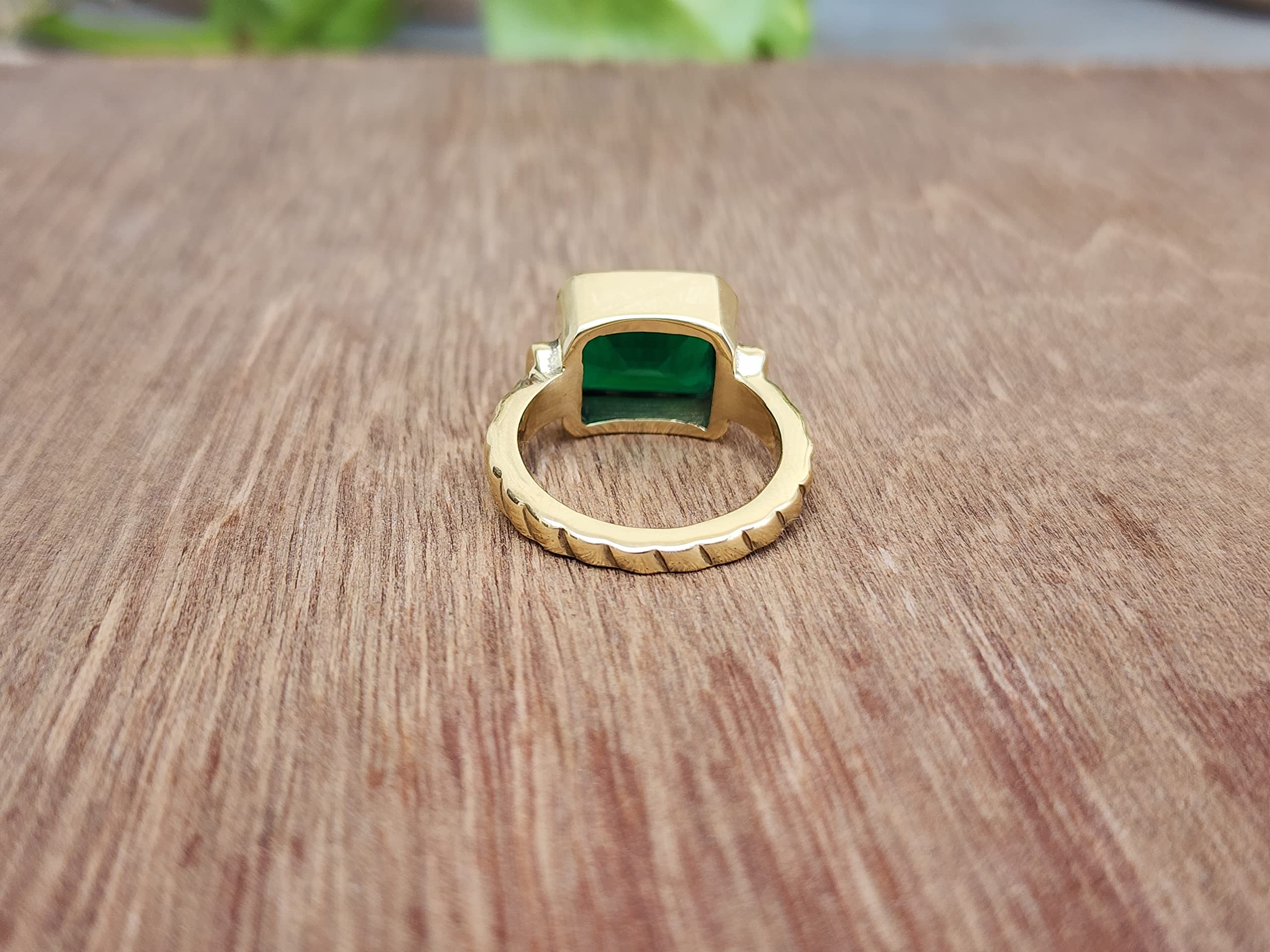 Gold Emerald Statement Ring, 925 Solid Sterling Silver Ring, Square Emerald Signet Ring, Women Ring, Men Ring, Gift Ring, Green Gemstone Ring (Sterling Silver, 8)