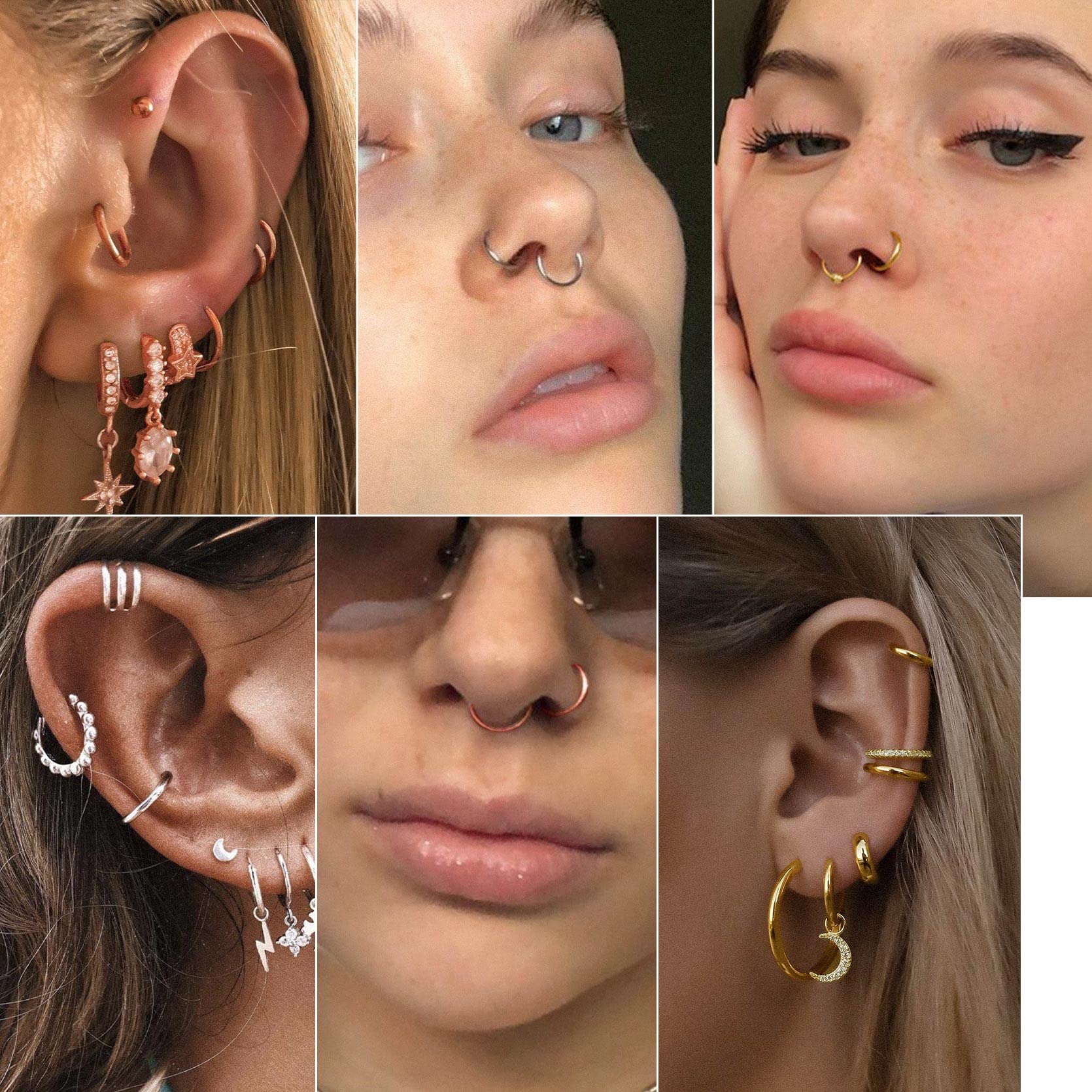 KeyStyle Surgical Steel Sleeper Tiny Hoop Earrings, Womens Nose Ring Septum Ring Helix Ring Daith Ring Lip Ring, 9mm