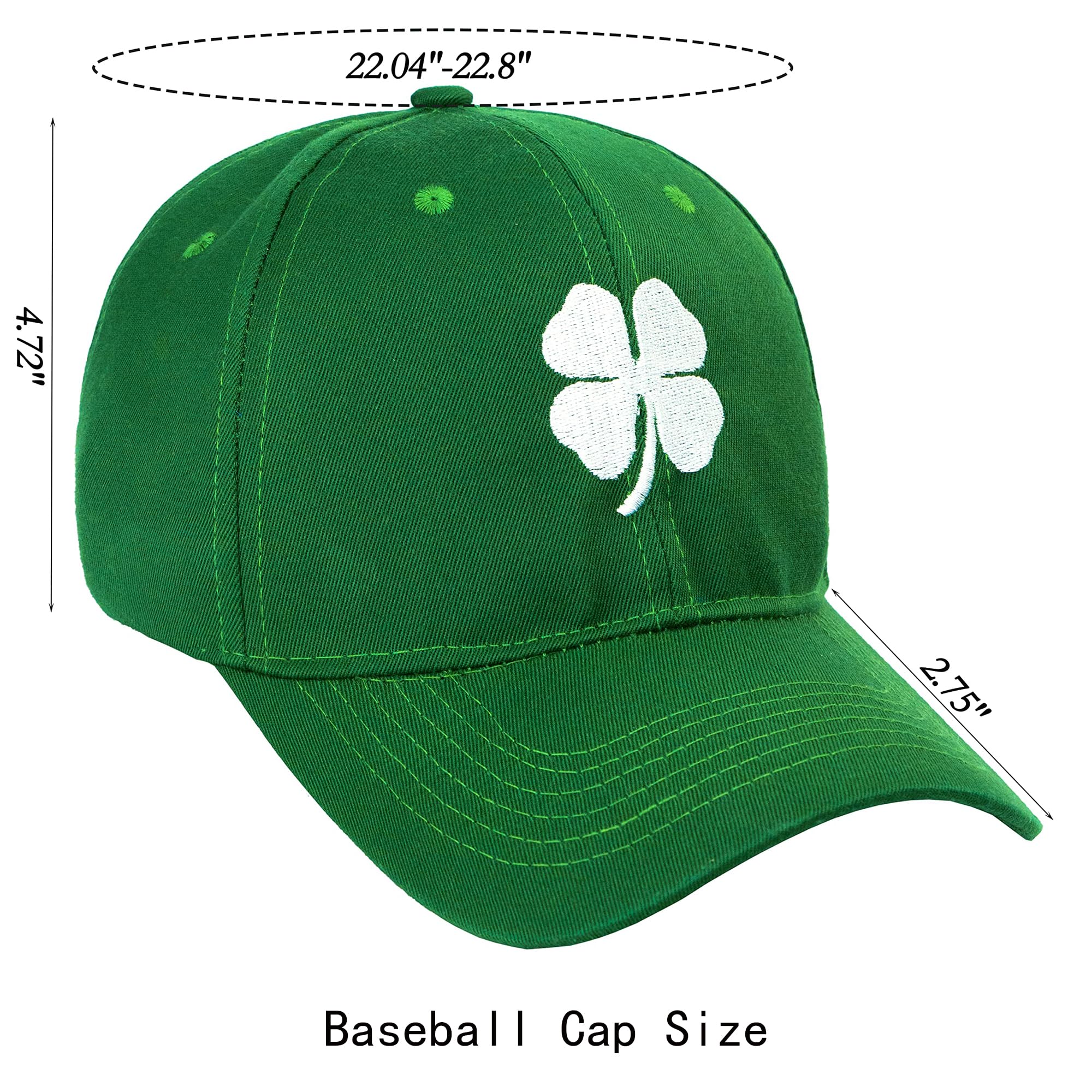 St. Patrick's Day Party Baseball Cap Ireland Irish Leaf Green Trucker Hat Four Leaf Clover Lucky Dad Caps 22.5"