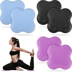 6 Pcs Knee Pads for Yoga Extra Thick Yoga Wrist Pad Yoga Cushion Anti Slip Pilates Support Pad for Men Women Knee Elbow Wrist Hand Exercise Meditation Workout Floor Travel (Blue, Purple, Black)