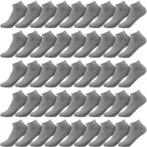 Syhood 60 Pairs Thin Low Cut Ankle Socks Bulk Socks for Men Women No Show Socks Unisex Cotton Socks for Homeless Casual Sports Tab(Gray)