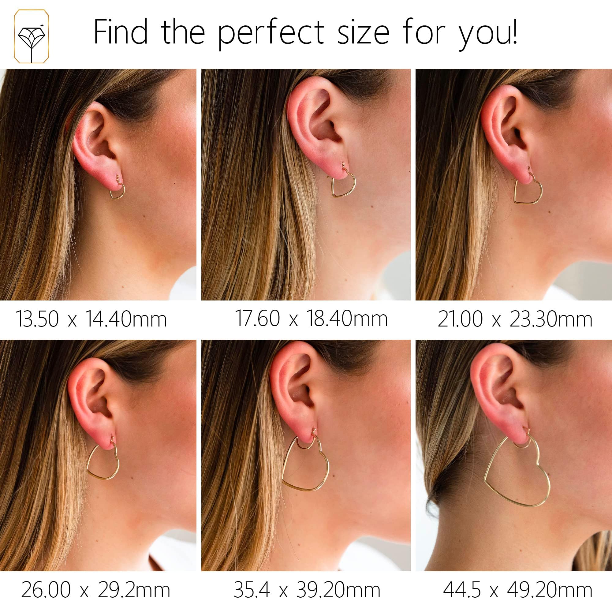 MAX + STONE Solid 10k 39mm Lightweight Large Gold Heart Hoop Earrings with Click Tops for Women