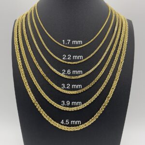 JEWELHEART 14K Gold Square Wheat Chain 4.5mm Braided Yellow Gold Necklace Real Gold Chains For Men Diamond Cut Gold Chain Necklace For Women with Lobster Clasp 24"