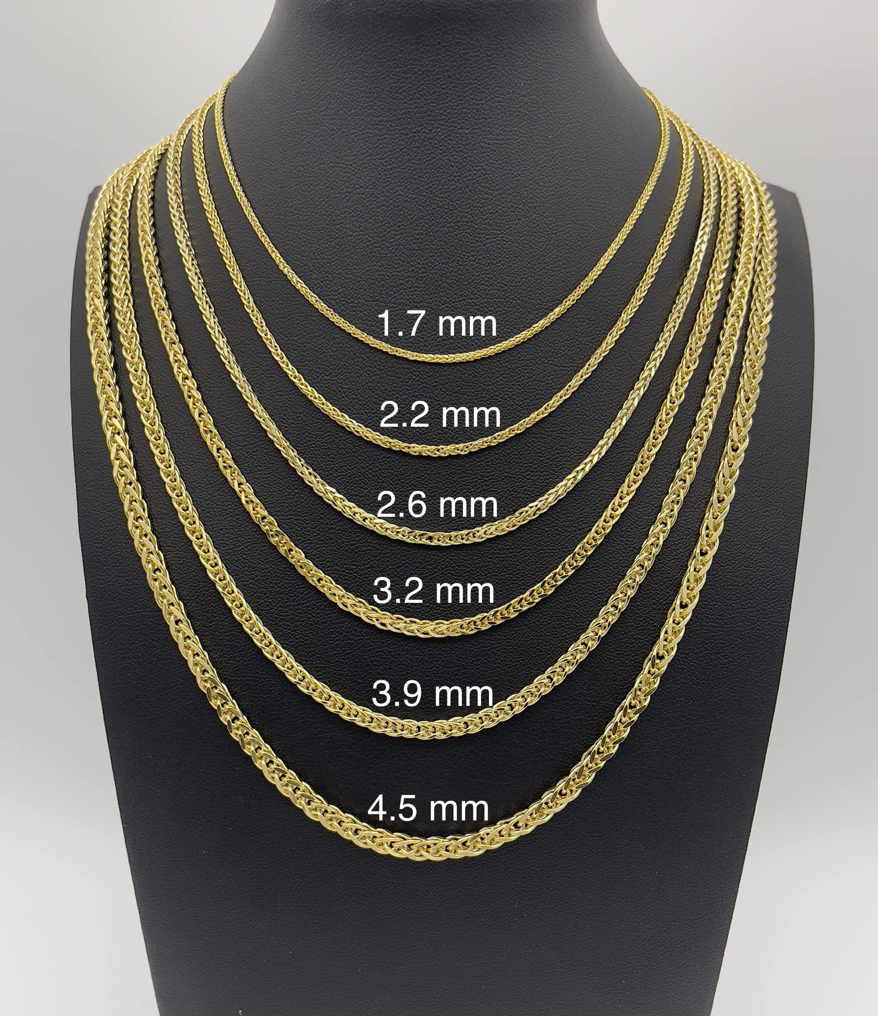 JEWELHEART 14K Gold Square Wheat Chain 4.5mm Braided Yellow Gold Necklace Real Gold Chains For Men Diamond Cut Gold Chain Necklace For Women with Lobster Clasp 24"