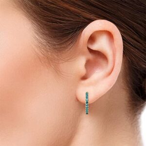 London Blue Topaz Inside-Out Womens Hoop Earrings with Side Gallery Work 0.96 ctw 14K Yellow Gold