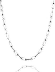 asdull 925 sterling silver 3mm paperclip link chain necklace for women men silver link chain necklace for women 16 inches