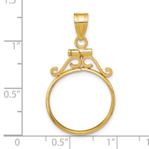 Wideband Distinguished Coin Jewelry 14ky English Scroll Screw Top 18.0mm x 1.35mm Coin Bezel Pendant