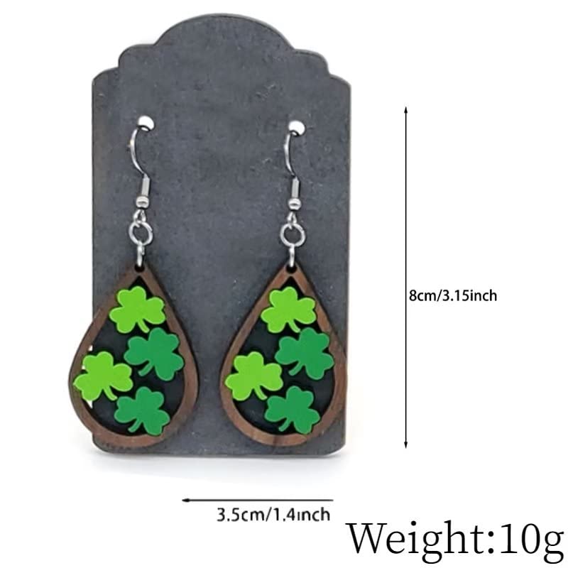 twinkle eye Clover Wooden Earrings Saint Patrick's Day Earrings Valentine's Day Gift Rainbow Earrings for Women Jewelry