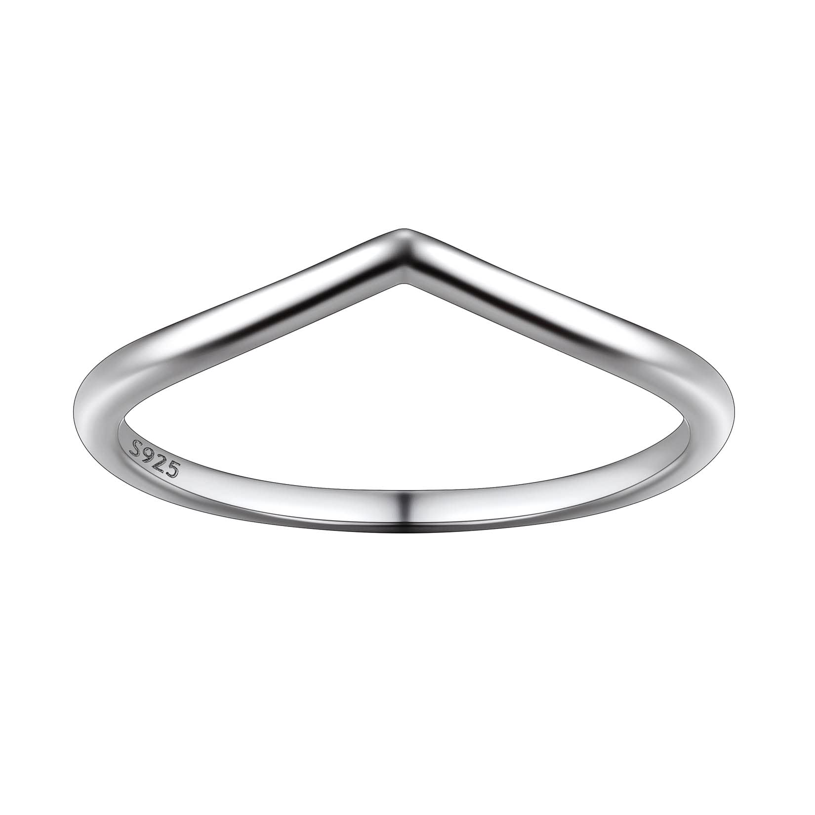 Suplight Small Wishbone Ring 925 Sterling Silver V Shaped Chevron Rings for Women Size 5