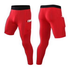 Hotfiary Men's 3/4 One Leg Compression Capri Tights Pants Running Legging Athletic Base Layer Underwear for Basketball(2pcs)