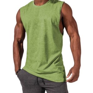 Aoysky Mens Crewneck Tank Tops Athletic Beach Sleeveless Shirts Yellow Green