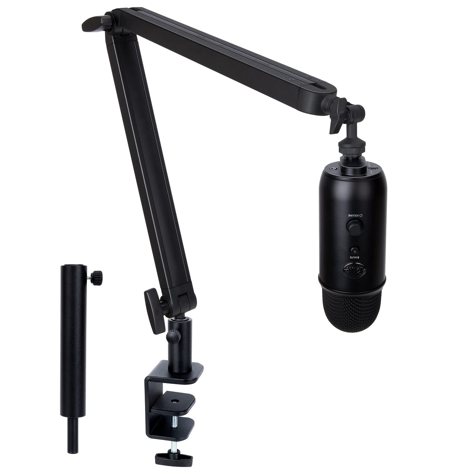 Blue Yeti Boom Arm with Extension Tube - Mic Boom Arm Compatible with Blue Yeti, Adjustable Boom Height Microphone Stand Mic Arm for HyperX QuadCast, Shure MV7, Rode, and Most Gaming Mic By SUNMON