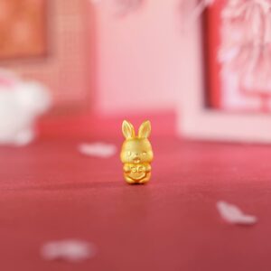 ZHOU LIU FU Real Gold Bracelets for Women Bracelet Lucky Rabbit 24K Gold Jewelry Red Bracelet Solid Gold Charm Fortune Rabbit Charm Bracelets Lucky Bunny Gold Bangle Bracelets