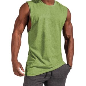 Aoysky Mens Crewneck Tank Tops Athletic Beach Sleeveless Shirts Yellow Green