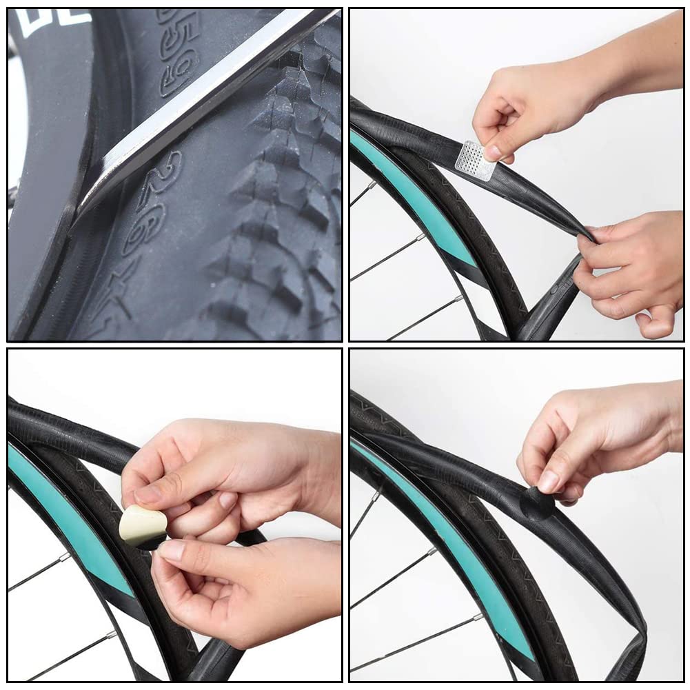 18Pcs Bicycle Tire Patches Bike Puncture Repair Kit Glueless Self-Adhesive Patches Road Mountain Bike Quick Repair Tool with Portable Storage Box