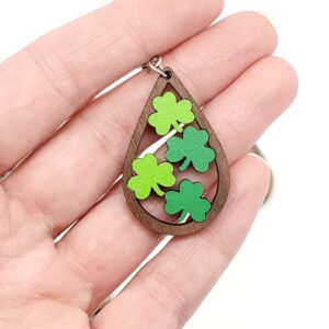 twinkle eye Clover Wooden Earrings Saint Patrick's Day Earrings Valentine's Day Gift Rainbow Earrings for Women Jewelry