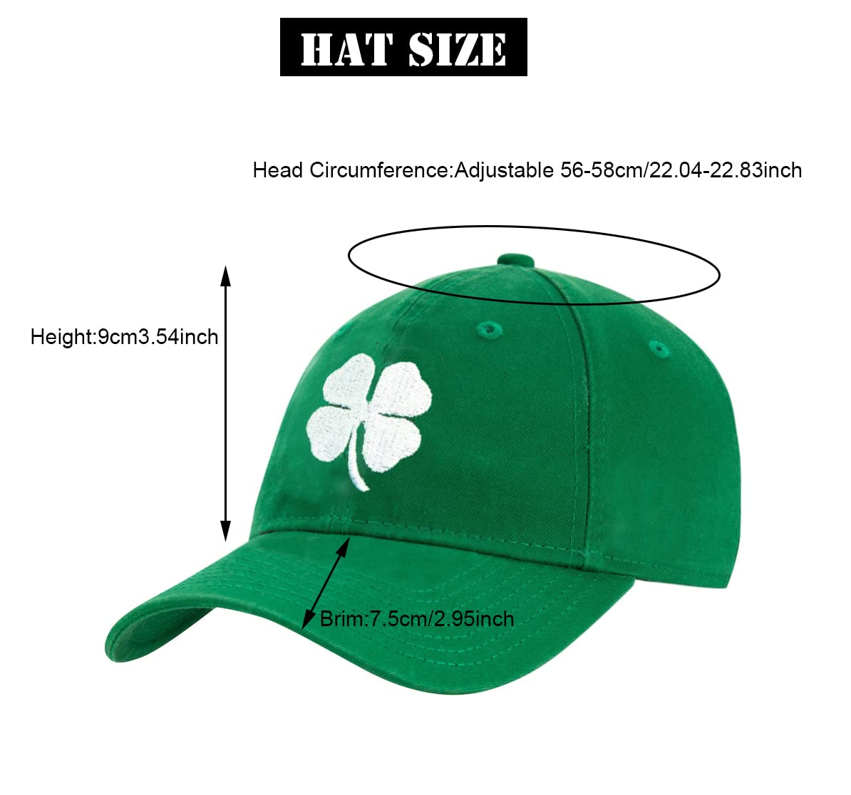 Shamrock-Baseball-Cap for Womens St.Patrick's Day Irish 4-Leaf-Clover-Baseball-Hat for Unisex Adjustable-Track-Hat