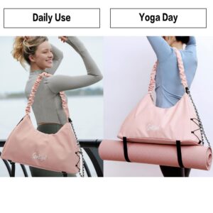 VERPALACE Yoga Mat Bag With Adjustable Elastic Straps,Yoga Bag For Office, Yoga and Gym, Gym Tote Bag for Women with Shoe Compartment & Wet Pocket,Pink