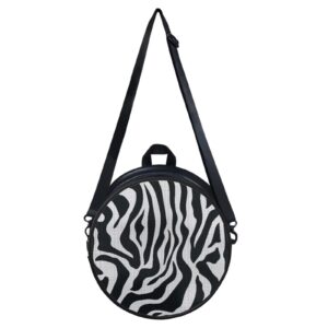 xixirimido Zebra Backpack for Girls Women Purse Black and White Round Crossbody Handbag Daypack Messenger Durable Lightweight Mini Work Shopping Tote