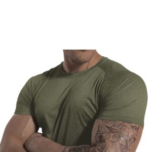 Men's 3pack Dry Fit Workout Gym Short Sleeve T Shirt Moisture Wicking Active Athletic Performance Running Shirts(BKDGAG L)