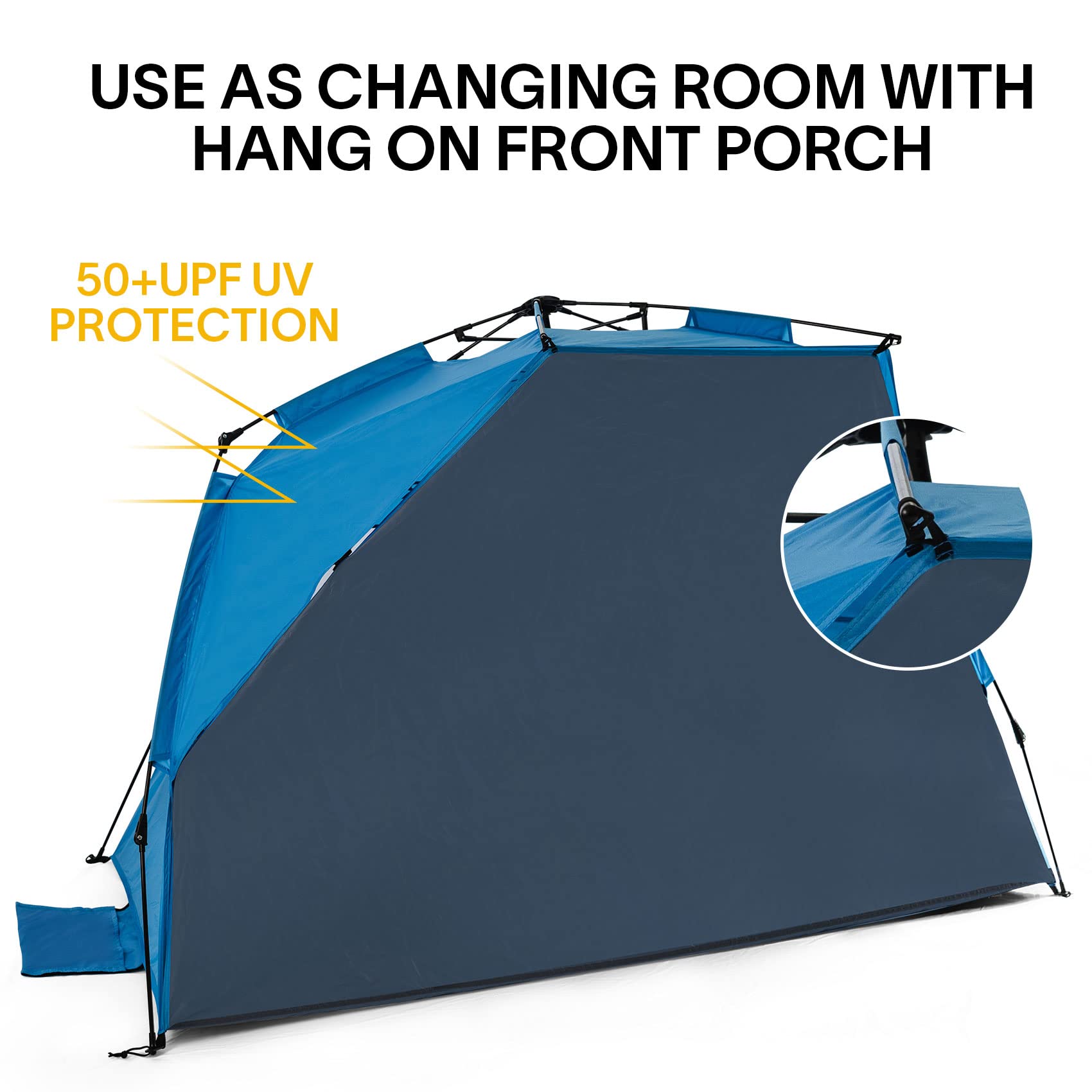 Leedor Beach Tent Sun Shelter Instant Beach Umbrella Easy Cabana with UPF 50+ UV Portable Windproof Pop Up Shade for 3 to 4 Person for Family Patent Pending