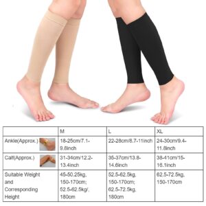 Calf Compression Sleeve Men, Elastic Calf Support for Injury Recovery Running Muscle Cramps 1 Pair(L-Black)