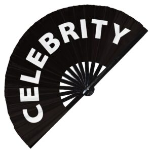 celebrity hand fan foldable bamboo circuit hand fan funny gag slang words expressions statement gifts festival accessories rave handheld circuit event fan clack fans (black)