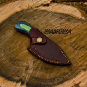 Wanowa Damascus Steel Handmade Skinner Knife , Custom Hand Forged Skinning Knife With Leather Sheath (AC-39)