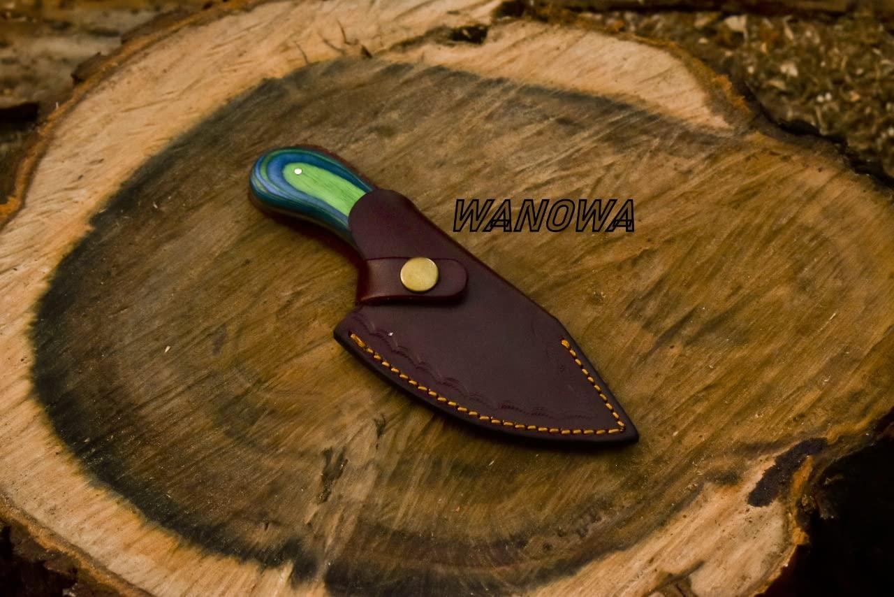 Wanowa Damascus Steel Handmade Skinner Knife , Custom Hand Forged Skinning Knife With Leather Sheath (AC-39)