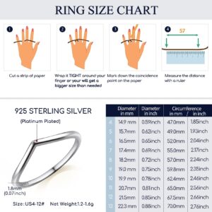 Suplight Small Wishbone Ring 925 Sterling Silver V Shaped Chevron Rings for Women Size 5