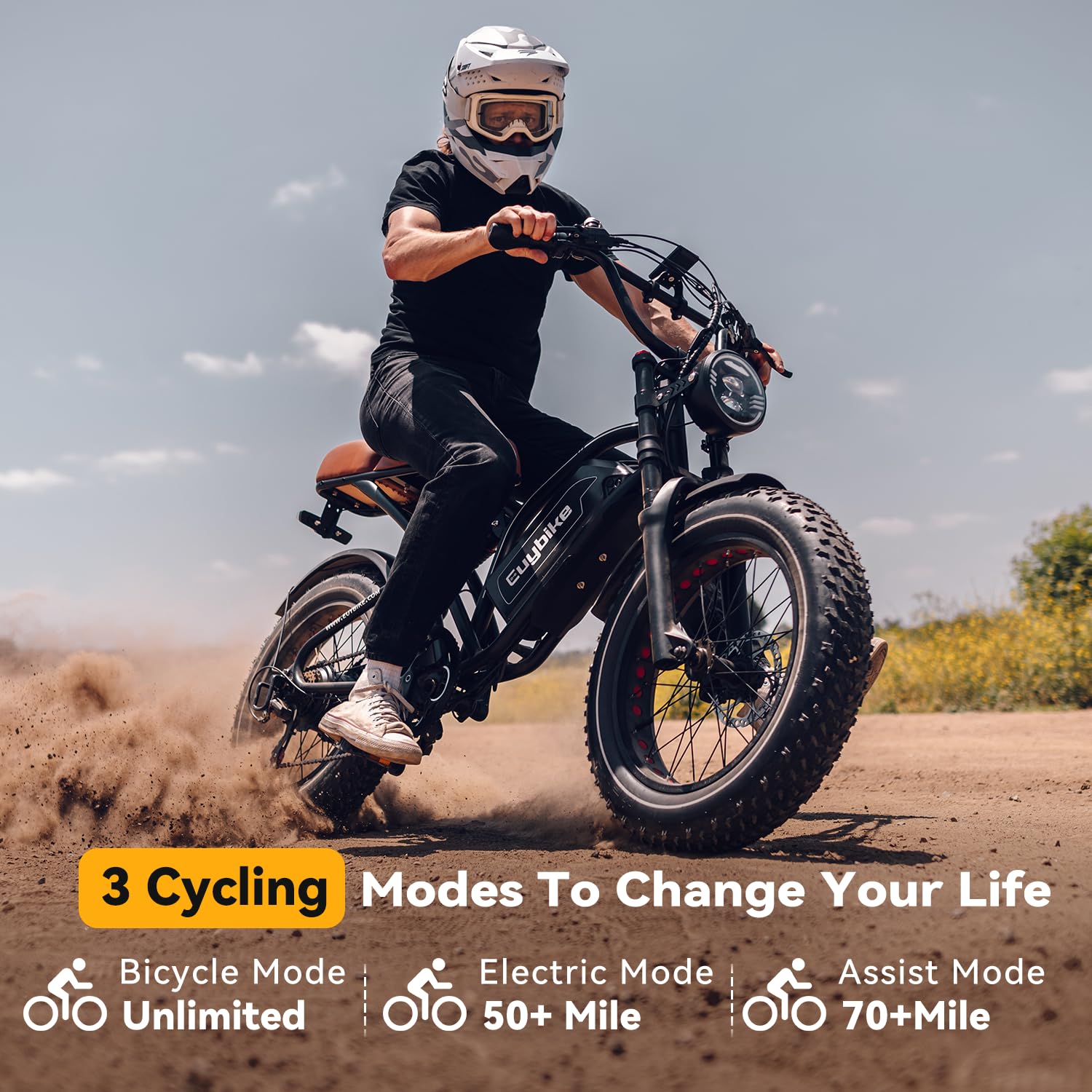 Euybike S4 Electric Motorcycle Bike,2000W Motor(Peak Out 3000W) with 48V 25Ah Battery,80+ Miles Long Range, 30Mph Fat Tires Dirt Ebike, All-Terrain, Ideal for Commuting, Off-Road, Unisex E-Bike