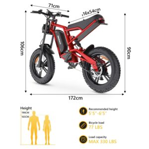 Hidoes Electric Bike 1600W (Peak) 20 * 4" Fat Tire 40MPH 30-60Mile Moped, 15.6Ah Winter Snow Beach Hill Mountain Electric Bicycle Commuting Motorcycle, 8-Layer Suspension Dual Brakes for Adults Teens