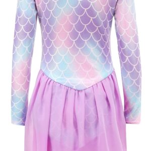 SEAUR Gymnastics Outfits for Girls with Skirt Girls Gymnastics Skirted Leotards Ballet Dance Dress Long Sleeve Tutu Leotard Mermaid Dance Wear 7-8T