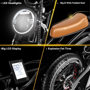 Euybike S4 Electric Motorcycle Bike,2000W Motor(Peak Out 3000W) with 48V 25Ah Battery,80+ Miles Long Range, 30Mph Fat Tires Dirt Ebike, All-Terrain, Ideal for Commuting, Off-Road, Unisex E-Bike