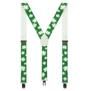 fgss st. patricks day shamrock suspenders for women men - adjustable y-back braces parade party accessories