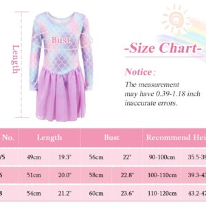 SEAUR Gymnastics Outfits for Girls with Skirt Girls Gymnastics Skirted Leotards Ballet Dance Dress Long Sleeve Tutu Leotard Mermaid Dance Wear 7-8T