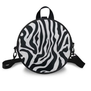 xixirimido zebra backpack for girls women purse black and white round crossbody handbag daypack messenger durable lightweight mini work shopping tote