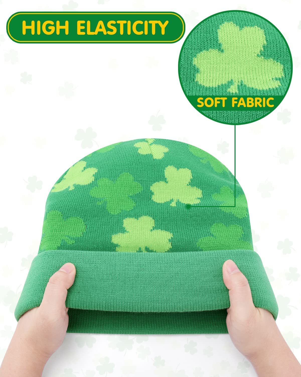 2PCS St Patrick's Day Beanie and Gloves Set Spring Green Shamrock Hat St Patricks Day Accessories Irish Knitted Hat Clover Glove for Women and Men Saints Beanie Gift