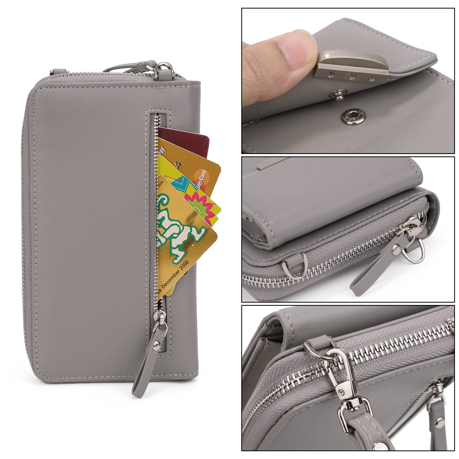 UTO Crossbody Cell Phone Bag for Women Vegan Leather Wristlet Wallet Purse Card Cash Holder