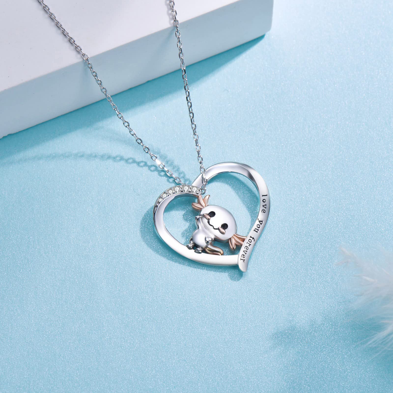 CVRAVO Axolotl Necklace 925 Sterling Silver Axolotl Heart Pendant Necklace Axolotl Jewelry for Women