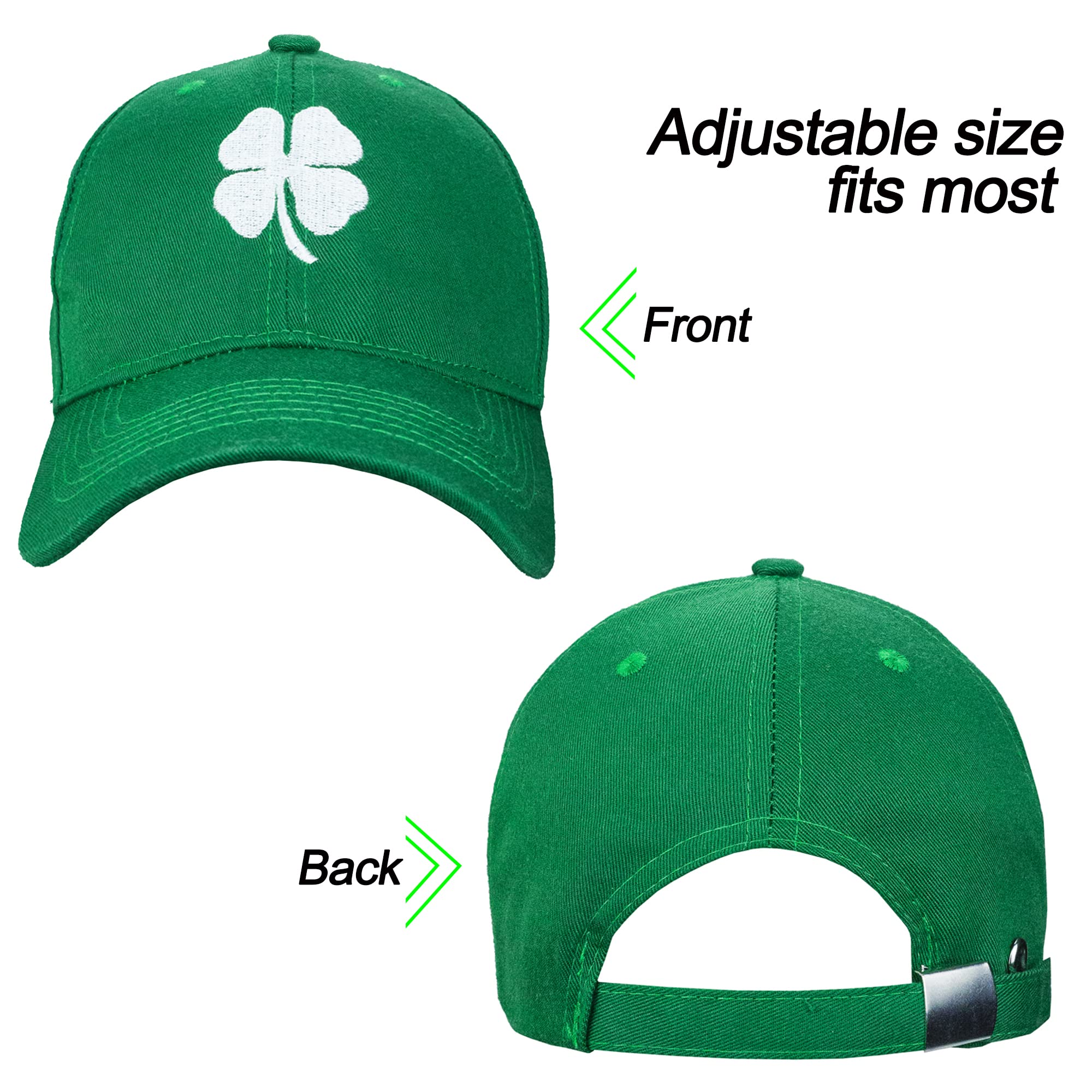 St. Patrick's Day 4 Leaf Clover Baseball Hat Adjustable Embroidery Shamrock Baseball Cap for Men and Women