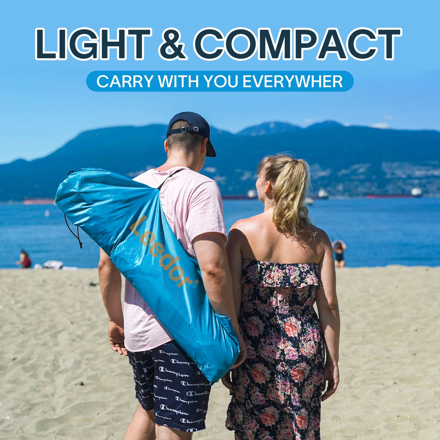 Leedor Beach Tent Sun Shelter Instant Beach Umbrella Easy Cabana with UPF 50+ UV Portable Windproof Pop Up Shade for 3 to 4 Person for Family Patent Pending