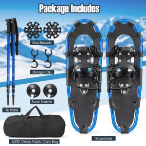 S AFSTAR 21" Terrain Snow Shoes, Aluminum Alloy All Terrain Snowshoes w/Trekking Poles & Carrying Tote Bag, 4-in-1 Lightweight Terrain Snowshoes for Men Women Youth Kids, Easy to Wear (Navy)