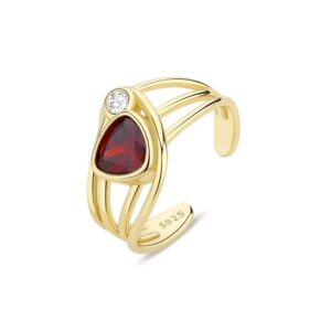 UniLogue Sterling Silver Ring Luxurious Designed Created Ruby Zircon Metal Line Open End Ring Index Finger Ring