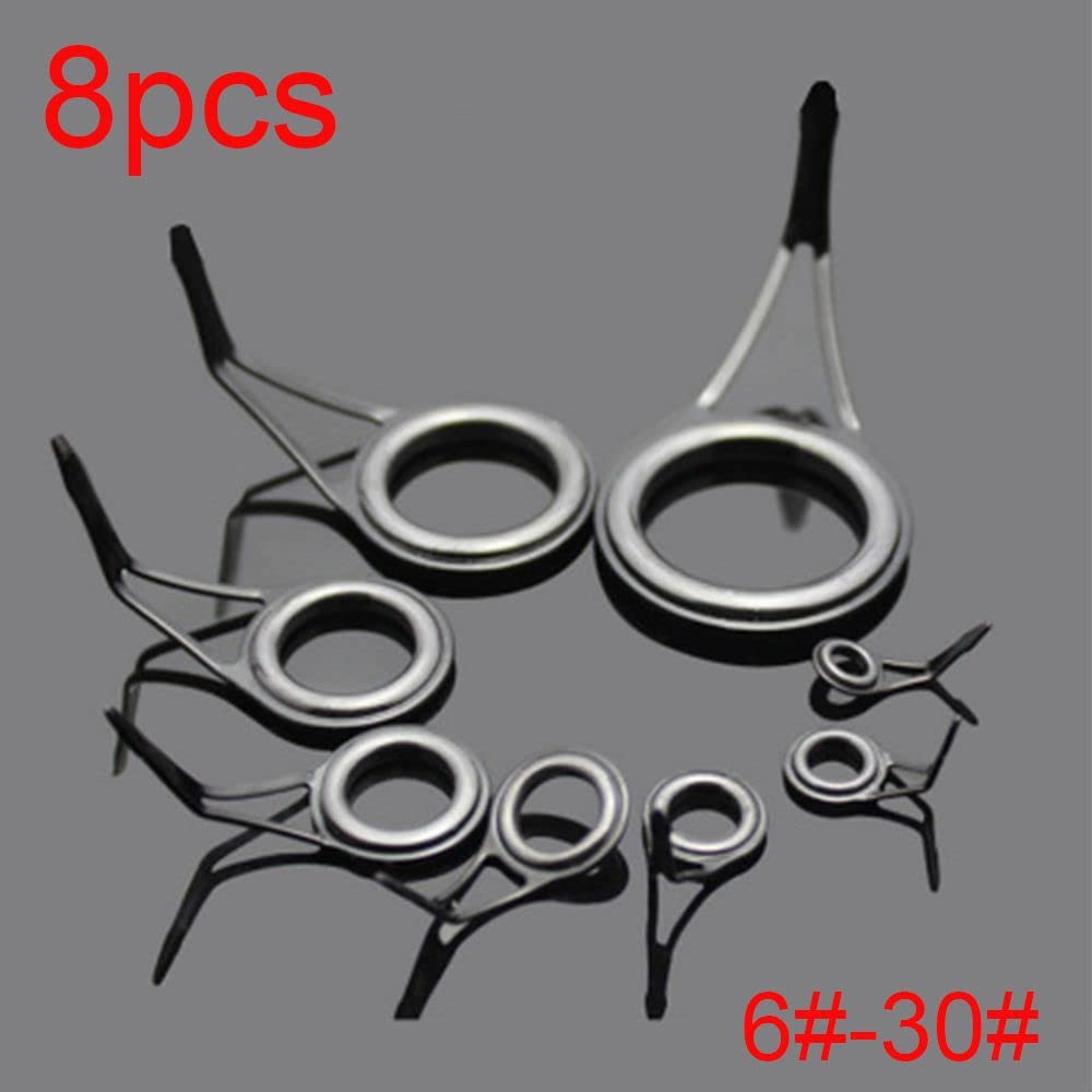 8 Pcs 8 Size Stainless Steel O Ring Fishing Tackle Replacement, Ceramic Rod Guide Ring, Guide Eyelet Repair Kit Fishing Rod Repair Kit Fishing