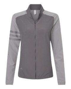 adidas womens 3-stripes full-zip jacket, s, grey five/grey three