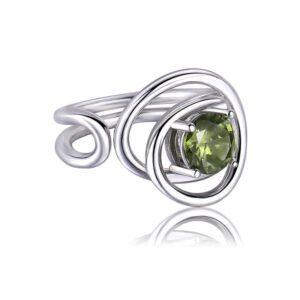 unilogue s925 sterling silver female simple and fashion style adjustable ring, created olivine line entwined open end ring jewelry gift for women(double circles)