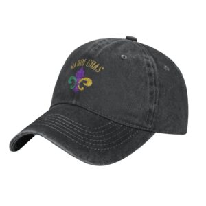 Cotton Baseball Cap Mardi-Gras-Fleur-De-Lis-Glitter Dad Hat Adjustable Polo Trucker Unisex Style Headwear Black