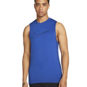 Nike Pro Dri-Fit Men's Slim Fit Sleeveless Top (as1, Alpha, l, Regular, Regular, Game Royal/Black/Black)