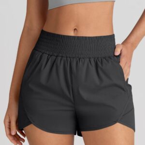 AUTOMET Womens Athletic Shorts High Waisted Running Shorts Gym Workout Shorts Casual Comfy Sport Shorts with Pockets 2024 Black